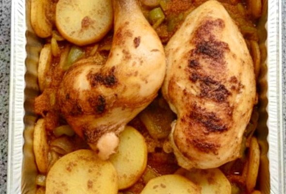 صينيه بطاطس بنص فرخه